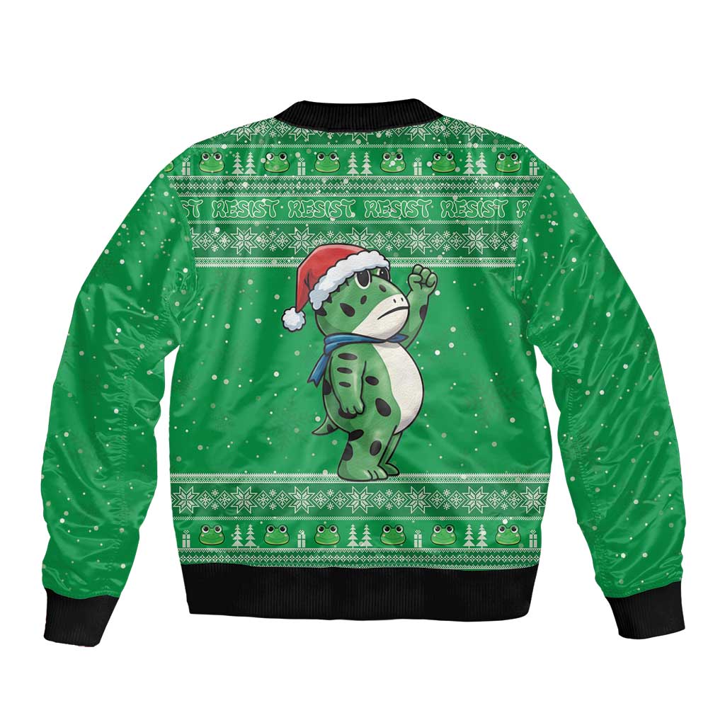 Funny Christmas Portland Frog Protest Bomber Jacket Merry Frog-mas - Wonder Print Shop