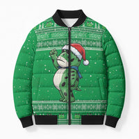 Funny Christmas Portland Frog Protest Bomber Puffer Jacket Merry Frog-mas - Wonder Print Shop