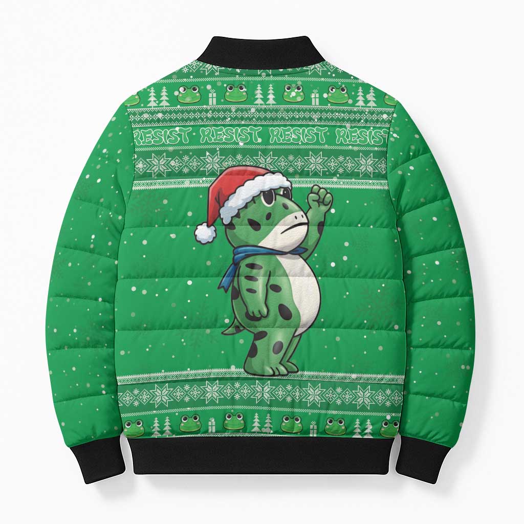 Funny Christmas Portland Frog Protest Bomber Puffer Jacket Merry Frog-mas - Wonder Print Shop