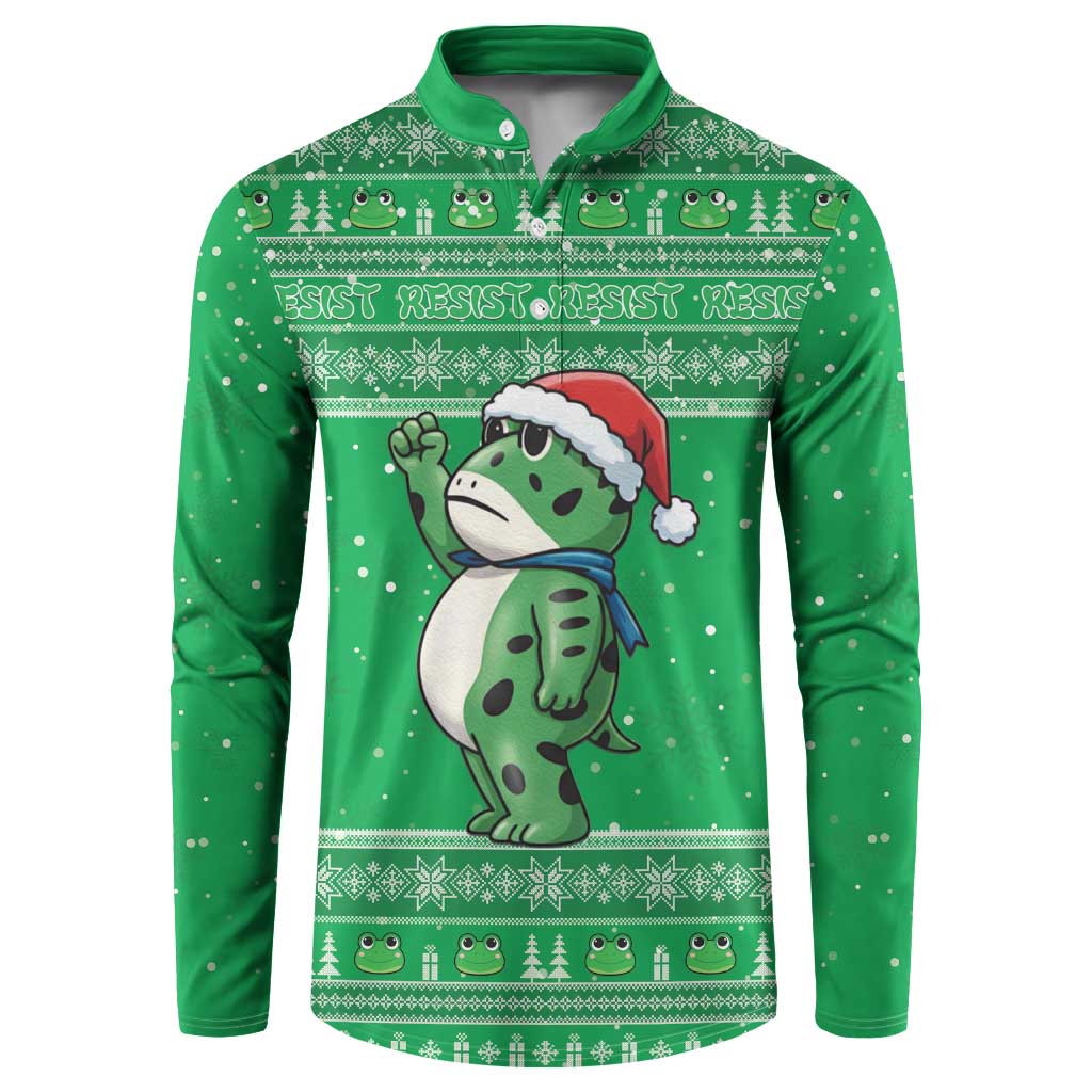 Funny Christmas Portland Frog Protest Button Sweatshirt Merry Frog-mas - Wonder Print Shop