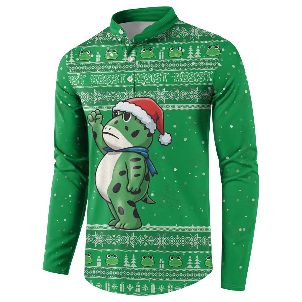 Funny Christmas Portland Frog Protest Button Sweatshirt Merry Frog-mas - Wonder Print Shop