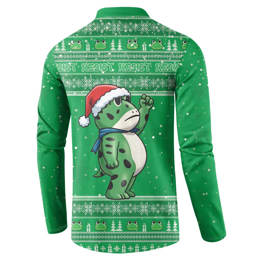 Funny Christmas Portland Frog Protest Button Sweatshirt Merry Frog-mas - Wonder Print Shop