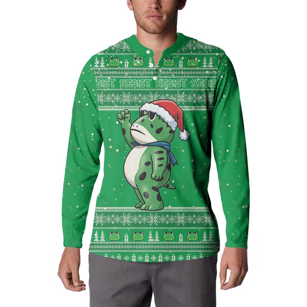 Funny Christmas Portland Frog Protest Button Sweatshirt Merry Frog-mas - Wonder Print Shop