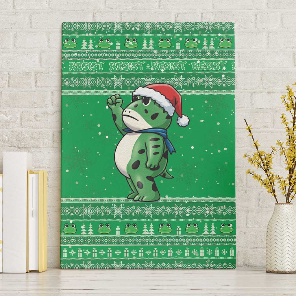 Funny Christmas Portland Frog Protest Canvas Wall Art Merry Frog-mas - Wonder Print Shop