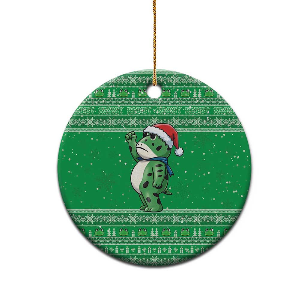 Funny Christmas Portland Frog Protest Ceramic Ornament Merry Frog-mas - Wonder Print Shop