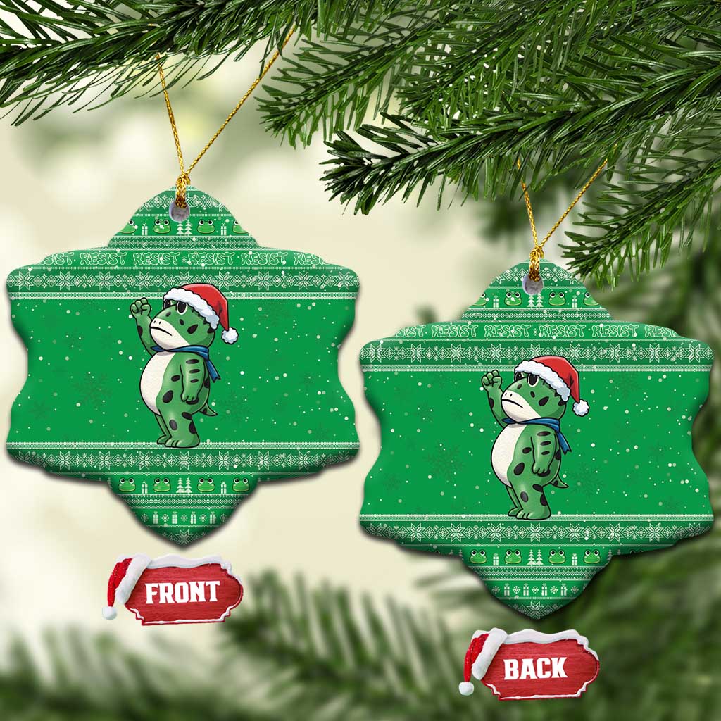 Funny Christmas Portland Frog Protest Ceramic Ornament Merry Frog-mas - Wonder Print Shop