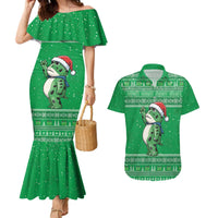 Funny Christmas Portland Frog Protest Couples Matching Mermaid Dress and Hawaiian Shirt Merry Frog-mas - Wonder Print Shop