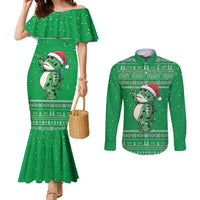 Funny Christmas Portland Frog Protest Couples Matching Mermaid Dress and Long Sleeve Button Shirt Merry Frog-mas - Wonder Print Shop