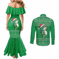 Funny Christmas Portland Frog Protest Couples Matching Mermaid Dress and Long Sleeve Button Shirt Merry Frog-mas - Wonder Print Shop