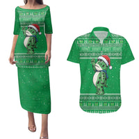 Funny Christmas Portland Frog Protest Couples Matching Puletasi and Hawaiian Shirt Merry Frog-mas - Wonder Print Shop