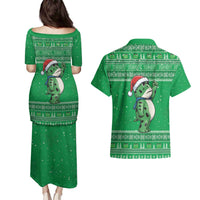 Funny Christmas Portland Frog Protest Couples Matching Puletasi and Hawaiian Shirt Merry Frog-mas - Wonder Print Shop