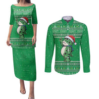 Funny Christmas Portland Frog Protest Couples Matching Puletasi and Long Sleeve Button Shirt Merry Frog-mas - Wonder Print Shop