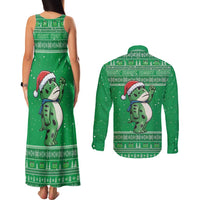 Funny Christmas Portland Frog Protest Couples Matching Tank Maxi Dress and Long Sleeve Button Shirt Merry Frog-mas - Wonder Print Shop