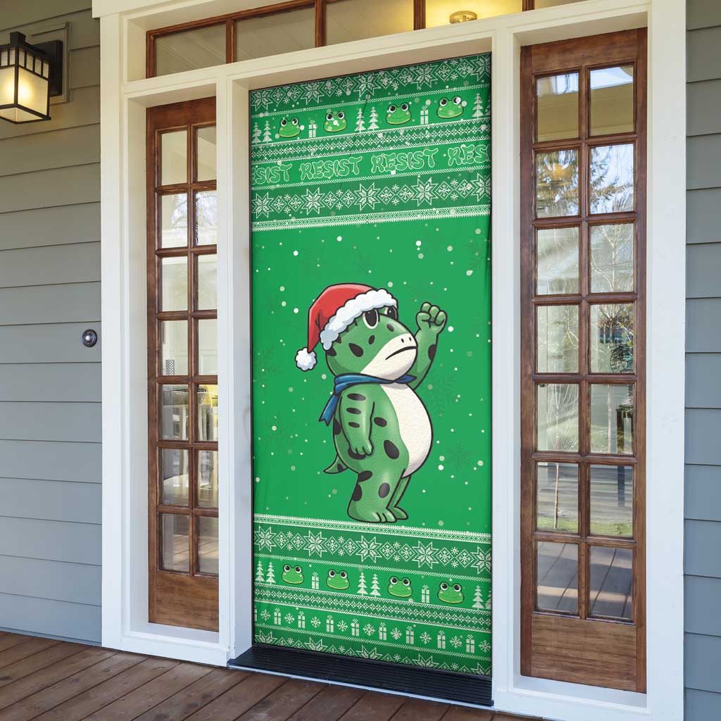 Funny Christmas Portland Frog Protest Door Cover Merry Frog-mas - Wonder Print Shop