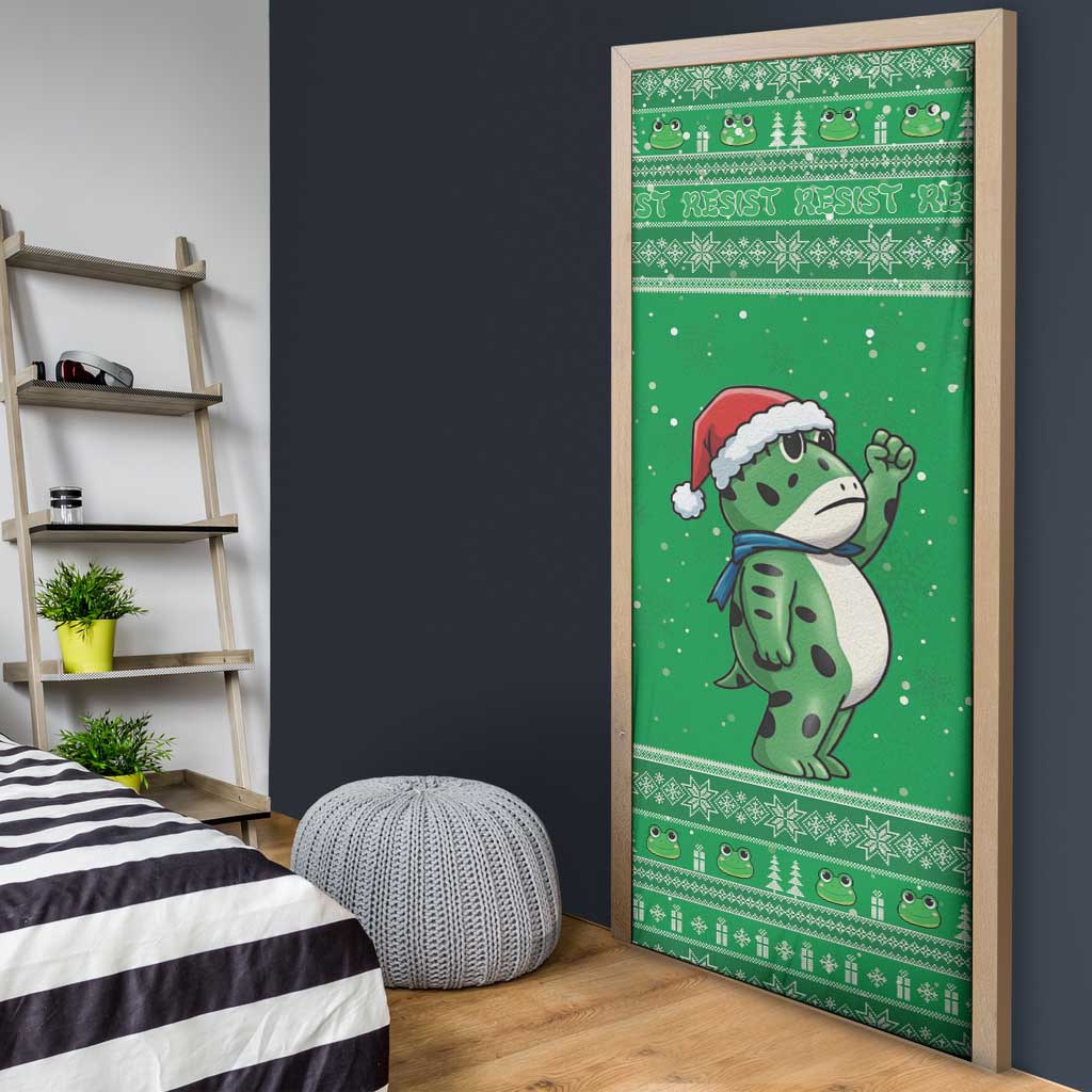 Funny Christmas Portland Frog Protest Door Cover Merry Frog-mas - Wonder Print Shop