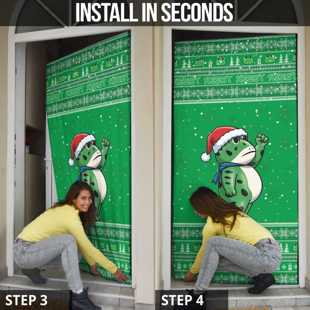 Funny Christmas Portland Frog Protest Door Cover Merry Frog-mas - Wonder Print Shop
