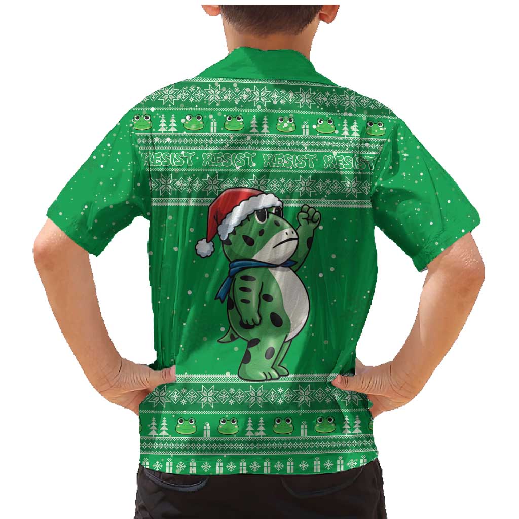 Funny Christmas Portland Frog Protest Family Matching Mermaid Dress and Hawaiian Shirt Merry Frog-mas - Wonder Print Shop