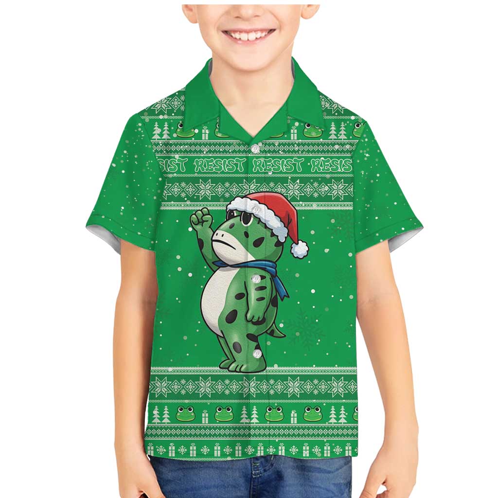 Funny Christmas Portland Frog Protest Family Matching Mermaid Dress and Hawaiian Shirt Merry Frog-mas - Wonder Print Shop