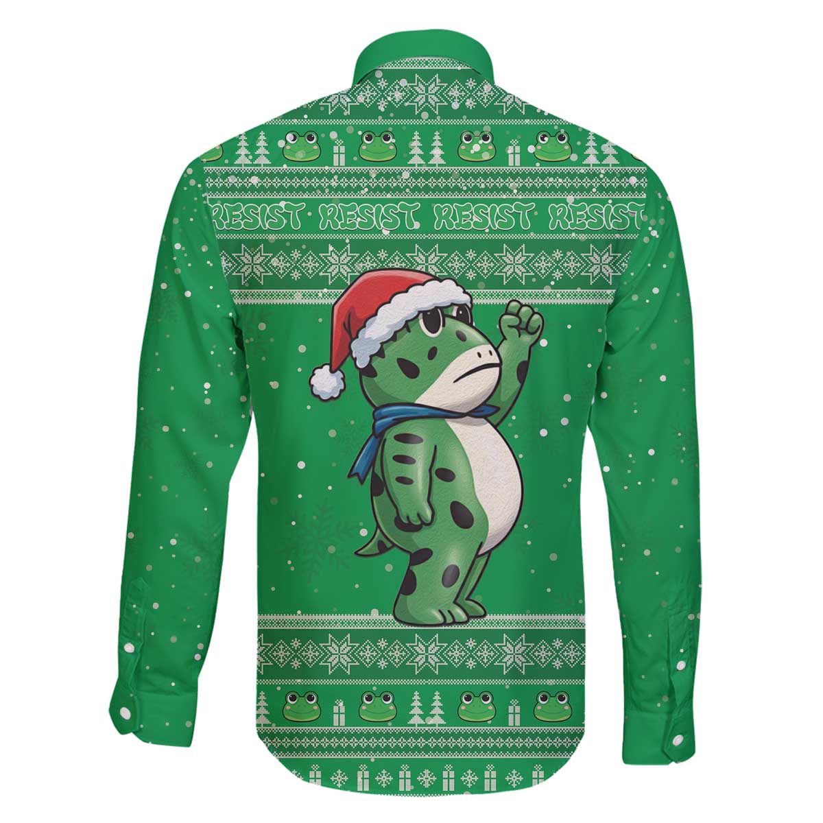 Funny Christmas Portland Frog Protest Family Matching Off The Shoulder Long Sleeve Dress and Hawaiian Shirt Merry Frog-mas - Wonder Print Shop