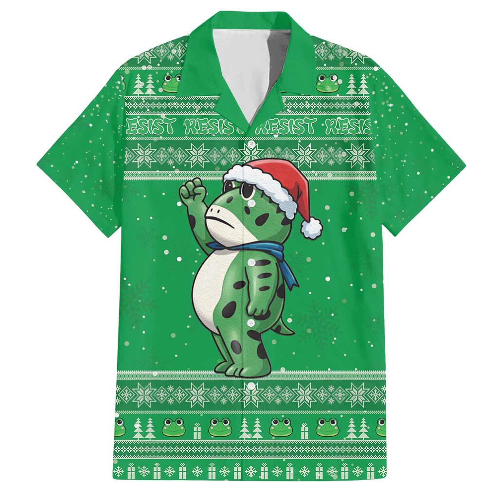 Funny Christmas Portland Frog Protest Family Matching Off Shoulder Maxi Dress and Hawaiian Shirt Merry Frog-mas - Wonder Print Shop
