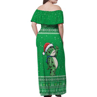 Funny Christmas Portland Frog Protest Family Matching Off Shoulder Maxi Dress and Hawaiian Shirt Merry Frog-mas - Wonder Print Shop