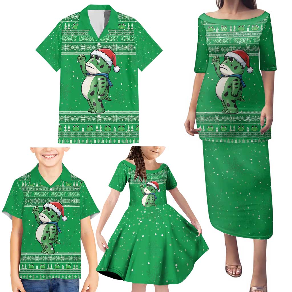 Funny Christmas Portland Frog Protest Family Matching Puletasi and Hawaiian Shirt Merry Frog-mas - Wonder Print Shop