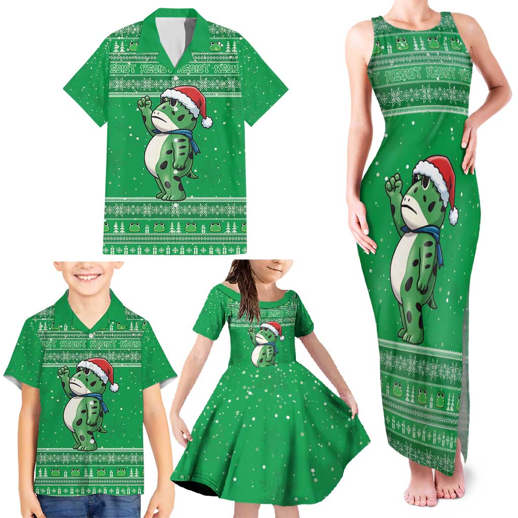 Funny Christmas Portland Frog Protest Family Matching Tank Maxi Dress and Hawaiian Shirt Merry Frog-mas - Wonder Print Shop