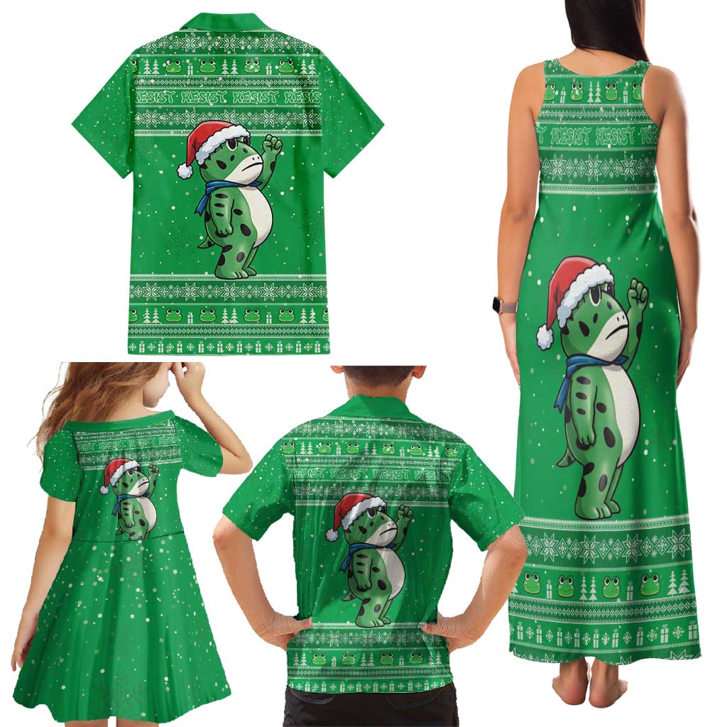 Funny Christmas Portland Frog Protest Family Matching Tank Maxi Dress and Hawaiian Shirt Merry Frog-mas - Wonder Print Shop