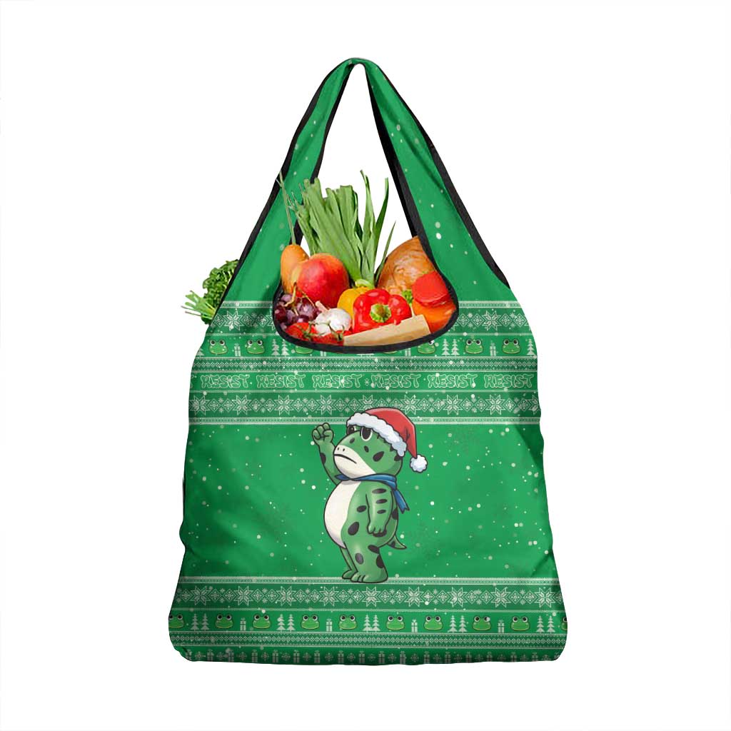 Funny Christmas Portland Frog Protest Grocery Bag Merry Frog-mas - Wonder Print Shop