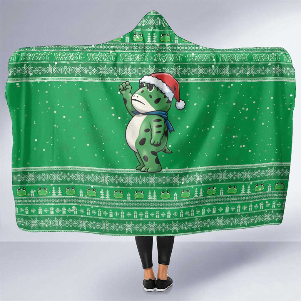 Funny Christmas Portland Frog Protest Hooded Blanket Merry Frog-mas - Wonder Print Shop