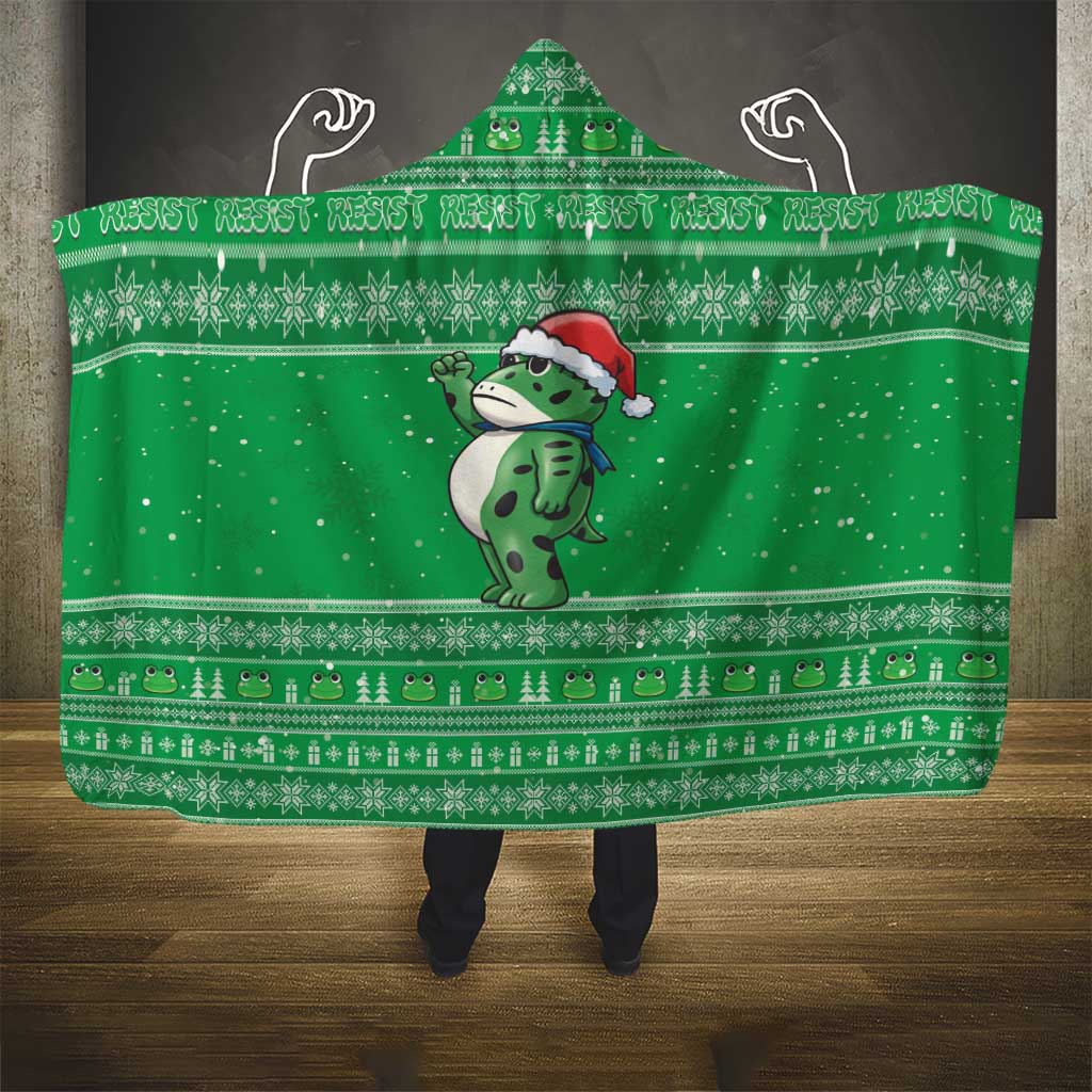 Funny Christmas Portland Frog Protest Hooded Blanket Merry Frog-mas - Wonder Print Shop