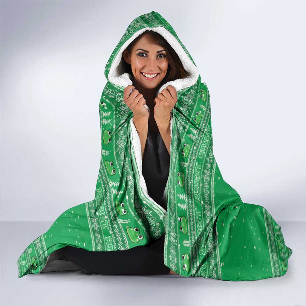 Funny Christmas Portland Frog Protest Hooded Blanket Merry Frog-mas - Wonder Print Shop