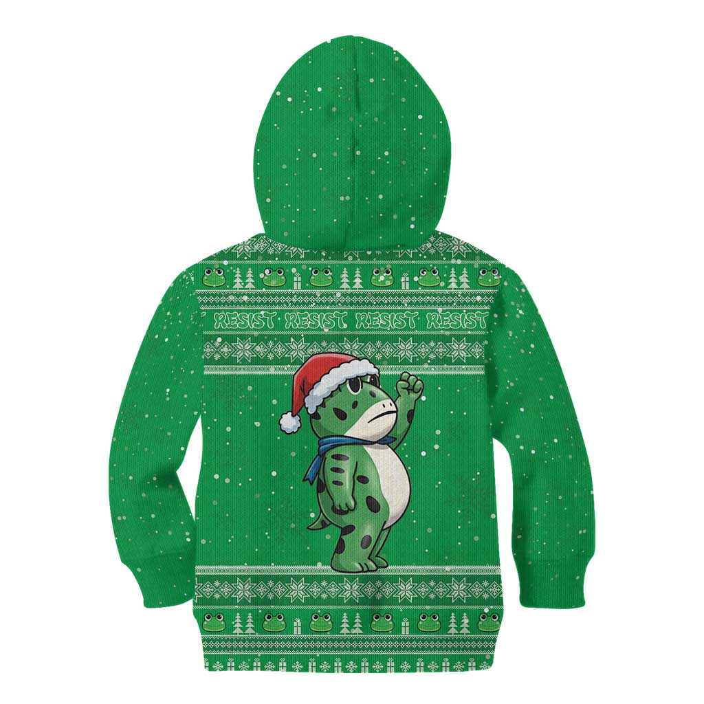 Funny Christmas Portland Frog Protest Kid Hoodie Merry Frog-mas - Wonder Print Shop