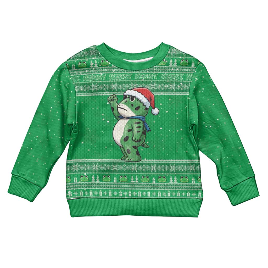 Funny Christmas Portland Frog Protest Kid Ugly Christmas Sweater Merry Frog-mas - Wonder Print Shop