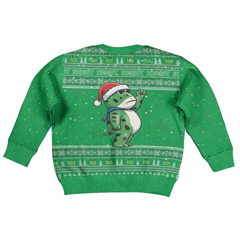 Funny Christmas Portland Frog Protest Kid Ugly Christmas Sweater Merry Frog-mas - Wonder Print Shop
