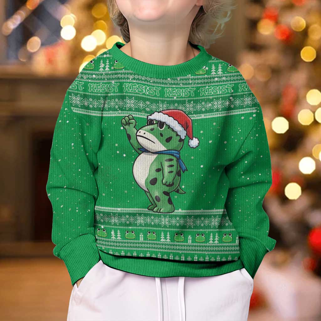 Funny Christmas Portland Frog Protest Kid Ugly Christmas Sweater Merry Frog-mas - Wonder Print Shop