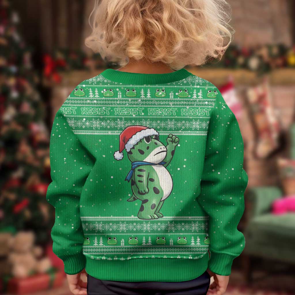 Funny Christmas Portland Frog Protest Kid Ugly Christmas Sweater Merry Frog-mas - Wonder Print Shop