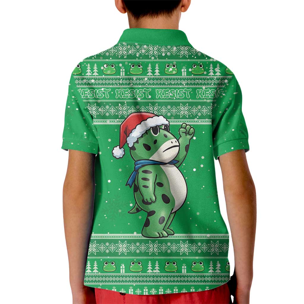 Funny Christmas Portland Frog Protest Kid Polo Shirt Merry Frog-mas - Wonder Print Shop