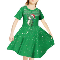 Funny Christmas Portland Frog Protest Kid Short Sleeve Dress Merry Frog-mas - Wonder Print Shop