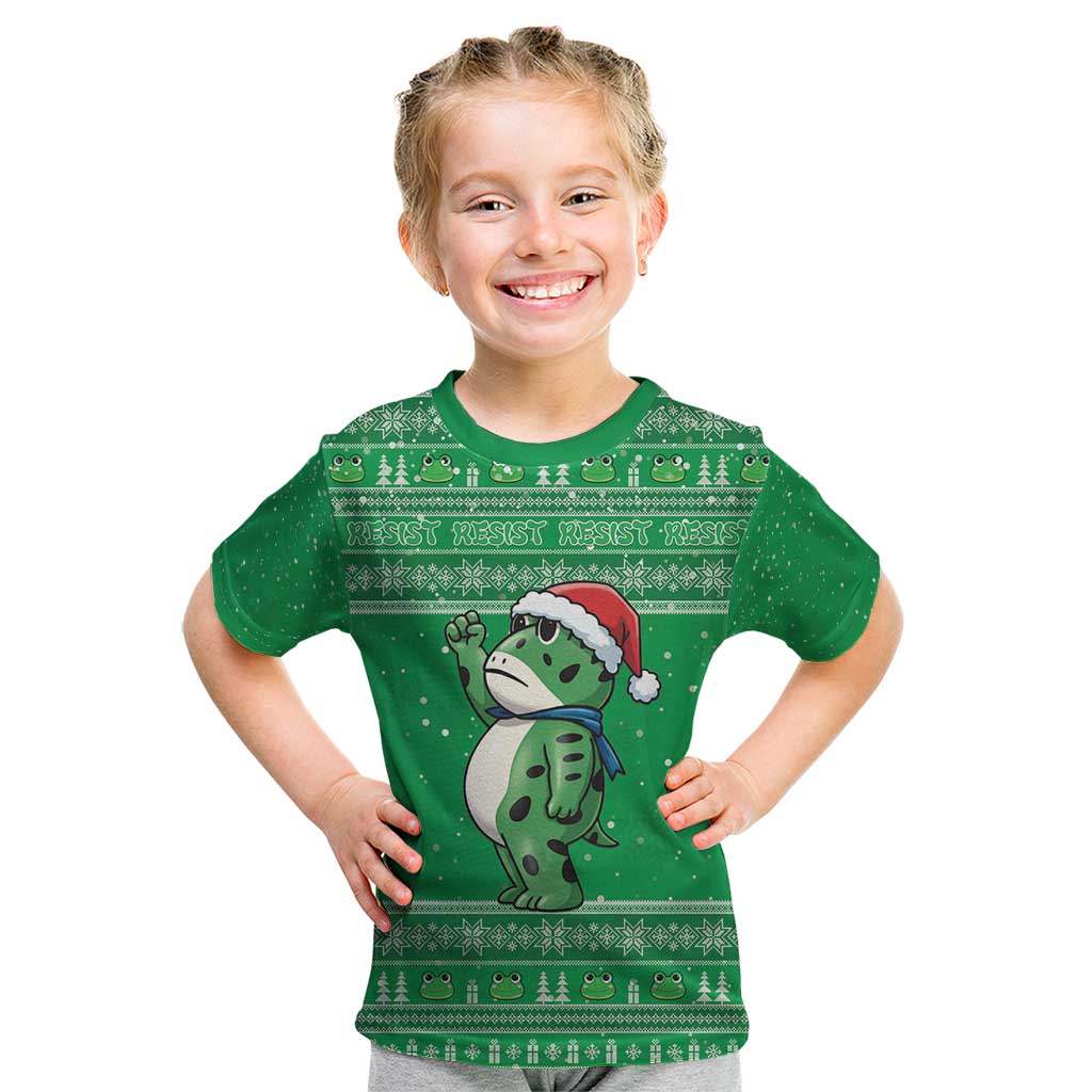 Funny Christmas Portland Frog Protest Kid T Shirt Merry Frog-mas - Wonder Print Shop