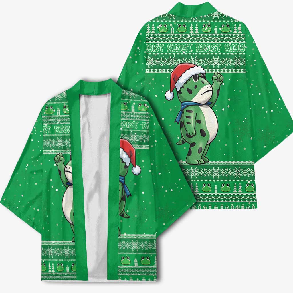 Funny Christmas Portland Frog Protest Kimono Merry Frog-mas - Wonder Print Shop