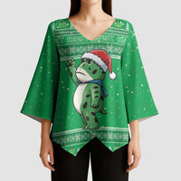 Funny Christmas Portland Frog Protest Kimono Sleeve Blouse Merry Frog-mas - Wonder Print Shop