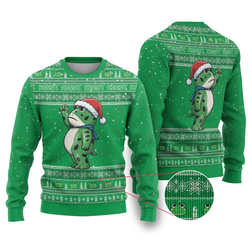 Funny Christmas Portland Frog Protest Ugly Christmas Sweater Merry Frog-mas - Wonder Print Shop