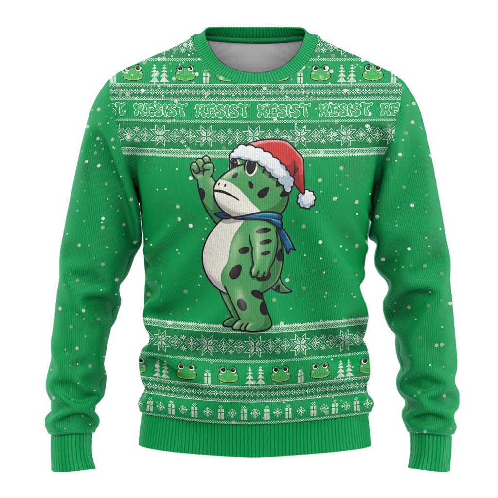 Funny Christmas Portland Frog Protest Ugly Christmas Sweater Merry Frog-mas - Wonder Print Shop