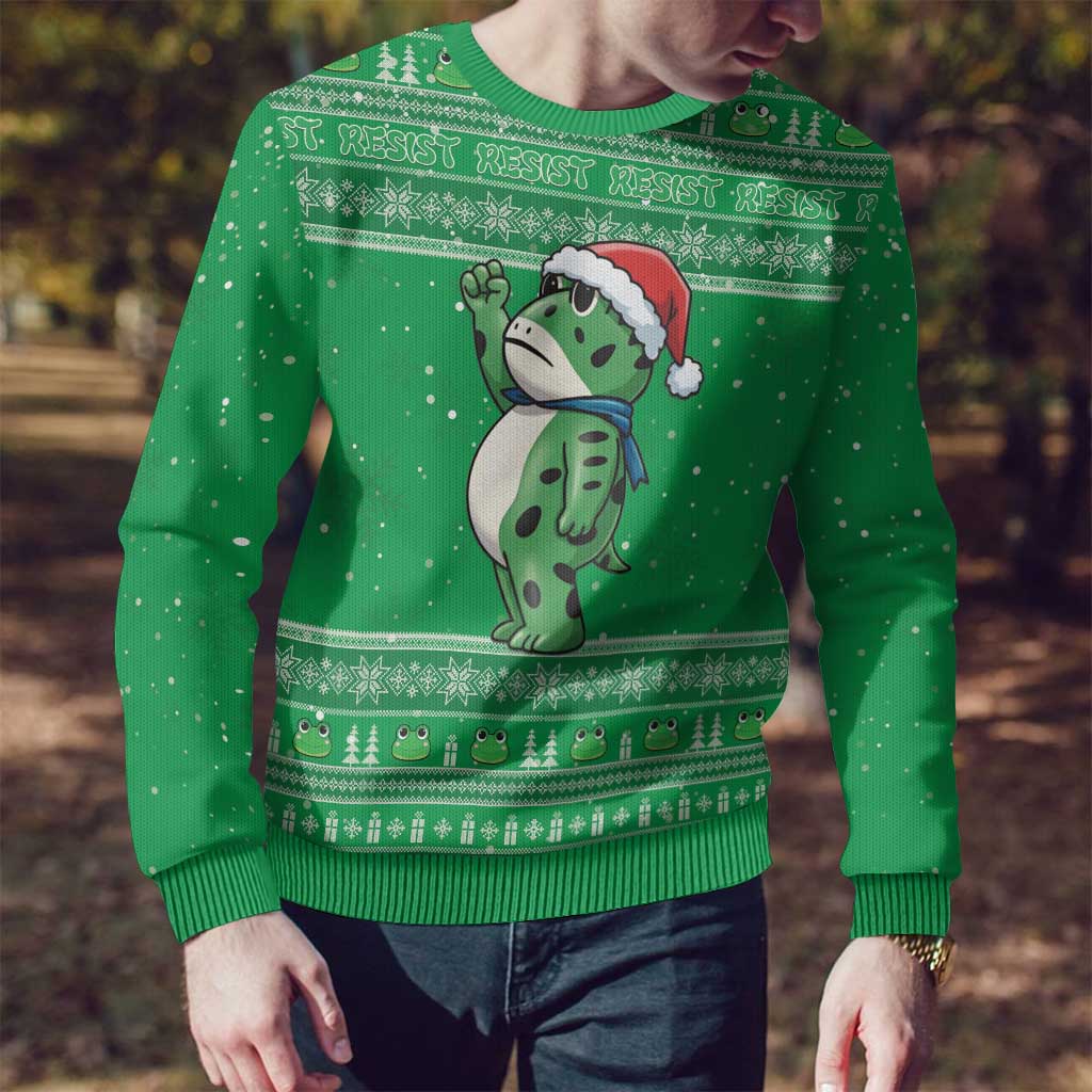Funny Christmas Portland Frog Protest Ugly Christmas Sweater Merry Frog-mas - Wonder Print Shop