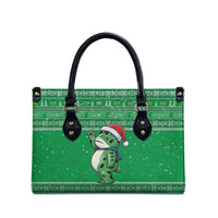Funny Christmas Portland Frog Protest Leather Bag Merry Frog-mas - Wonder Print Shop