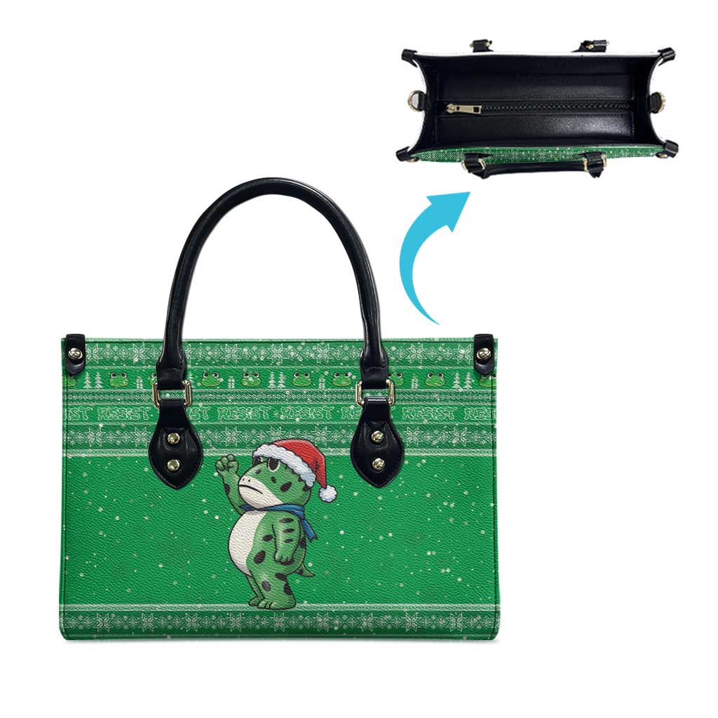Funny Christmas Portland Frog Protest Leather Bag Merry Frog-mas - Wonder Print Shop
