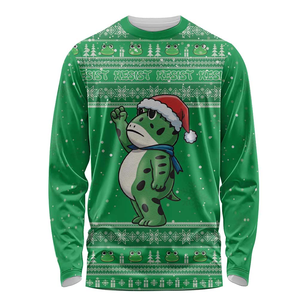 Funny Christmas Portland Frog Protest Long Sleeve Shirt Merry Frog-mas - Wonder Print Shop