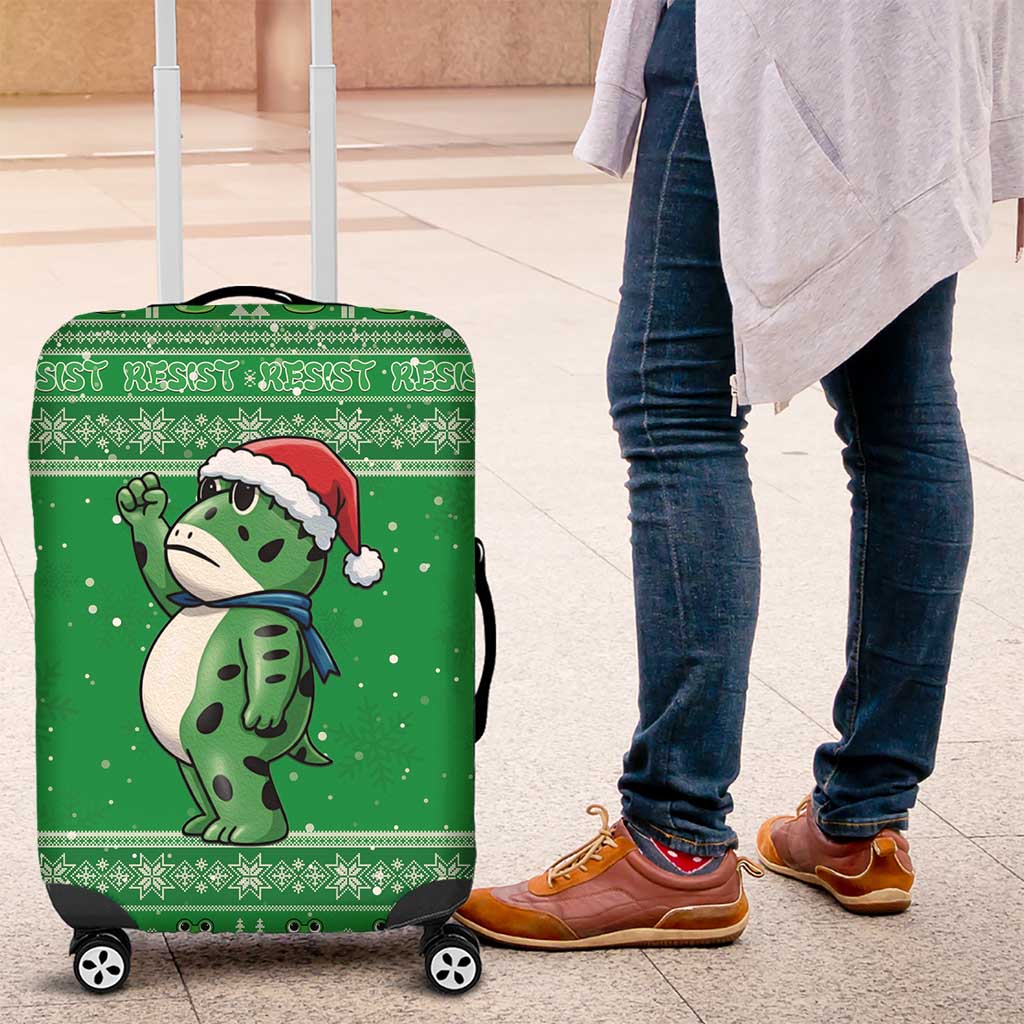 Funny Christmas Portland Frog Protest Luggage Cover Merry Frog-mas - Wonder Print Shop