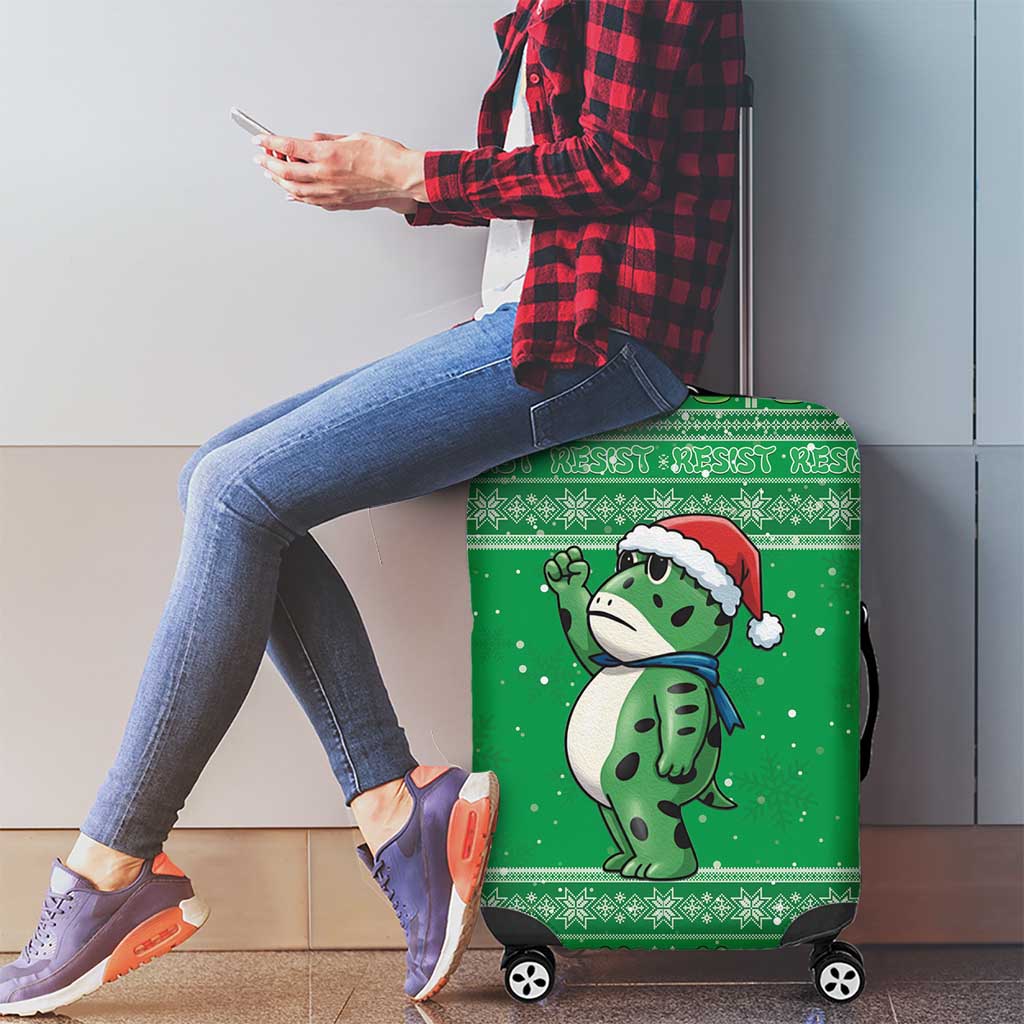 Funny Christmas Portland Frog Protest Luggage Cover Merry Frog-mas - Wonder Print Shop